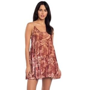 Chaser Size Small Silk Blend Floral Tapestry Print Baby Doll Mini Dress